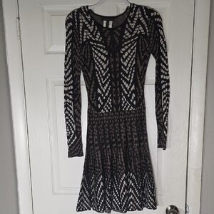 BCBGMaxAzria Black and Cream Geometric Dress